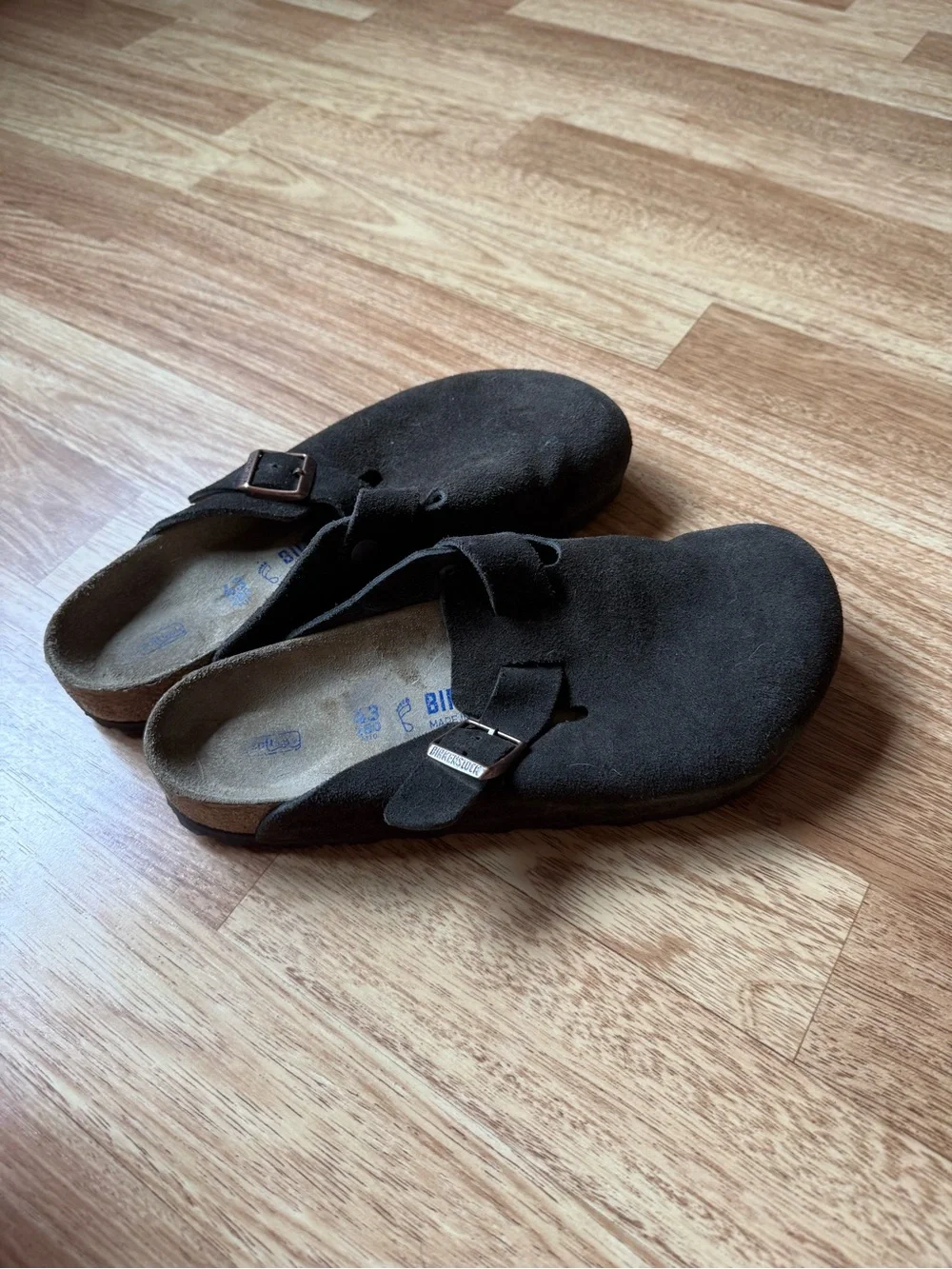 Birkenstock Dark Brown Suede Slip-On Clog with Buckle
